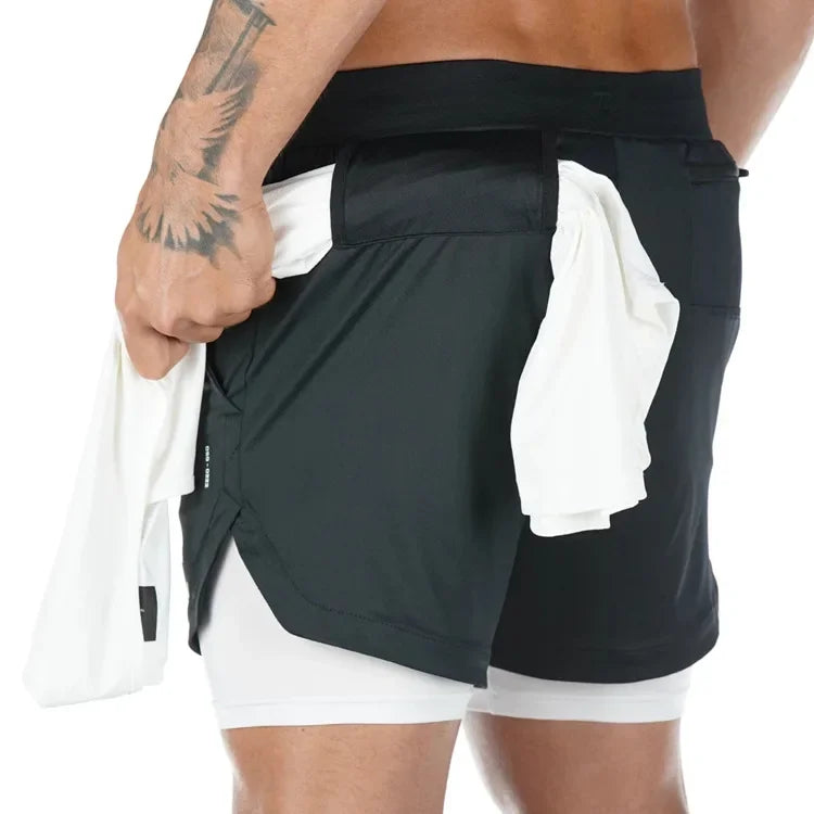 Shorts de compressão 2 em 1 para homens